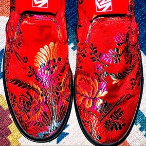 Vans Red Festival Satin Classic Slip-on